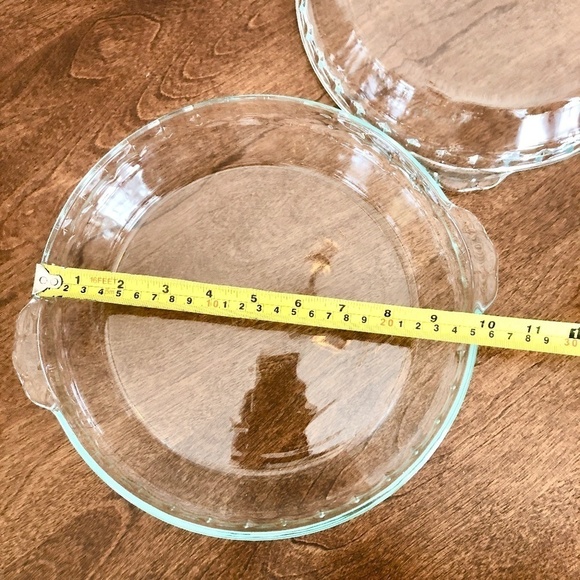 Pyrex, Clear Glass, Scalloped Edge, Pie Plates, Handles, Green Tint, Set of 2 - Picture 13 of 13